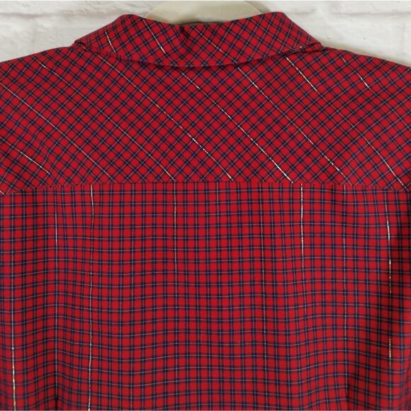 O Talbots Red Navy Plaid Wrinkle Resistant Long Sleeve Button Down Shirt NWT 10 - Picture 7 of 15